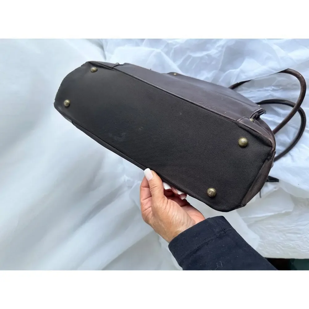SOLO XL Brown Genuine leather & nylon Padded laptop bag briefcase unisex